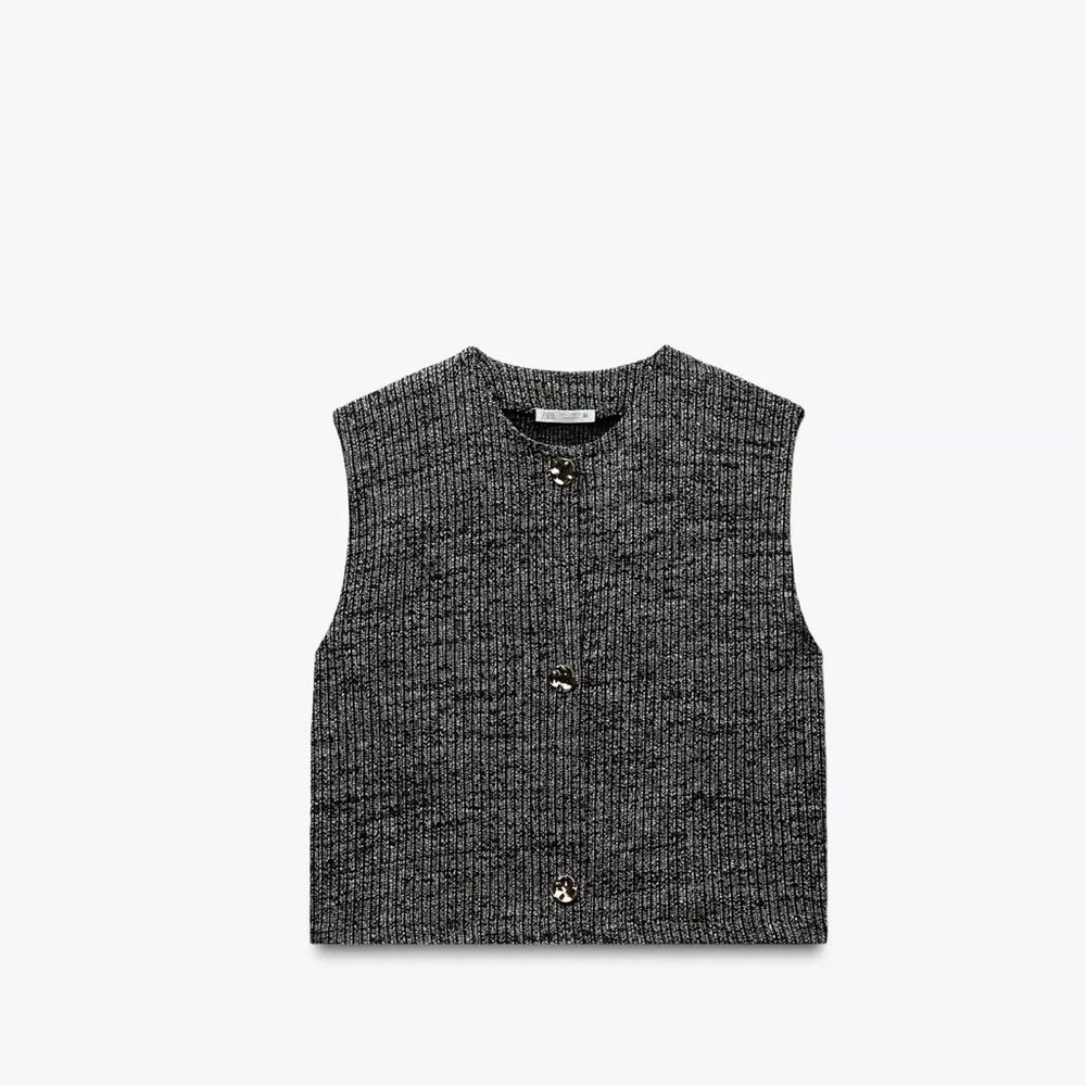 Chic Black and Gray Tweed Vest & Matching Pants